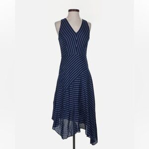 WHBM Elegant Navy Striped Dress